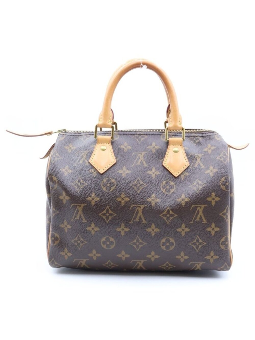 Louis Vuitton Monogram Speedy 25 Boston Bag Brown Leather Gold